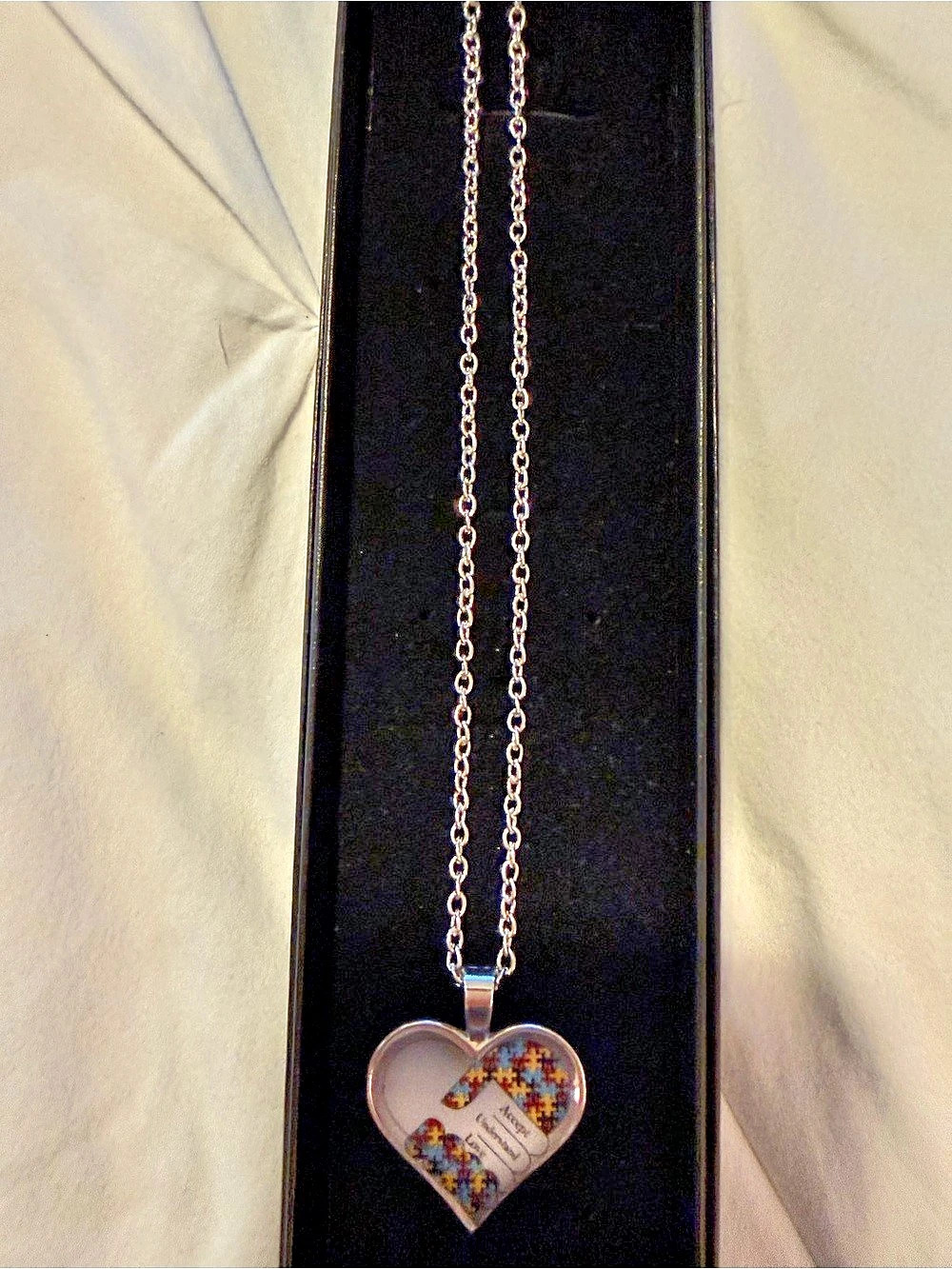 Heart Puzzle Piece Pendant Necklace - Picture 2 of 3